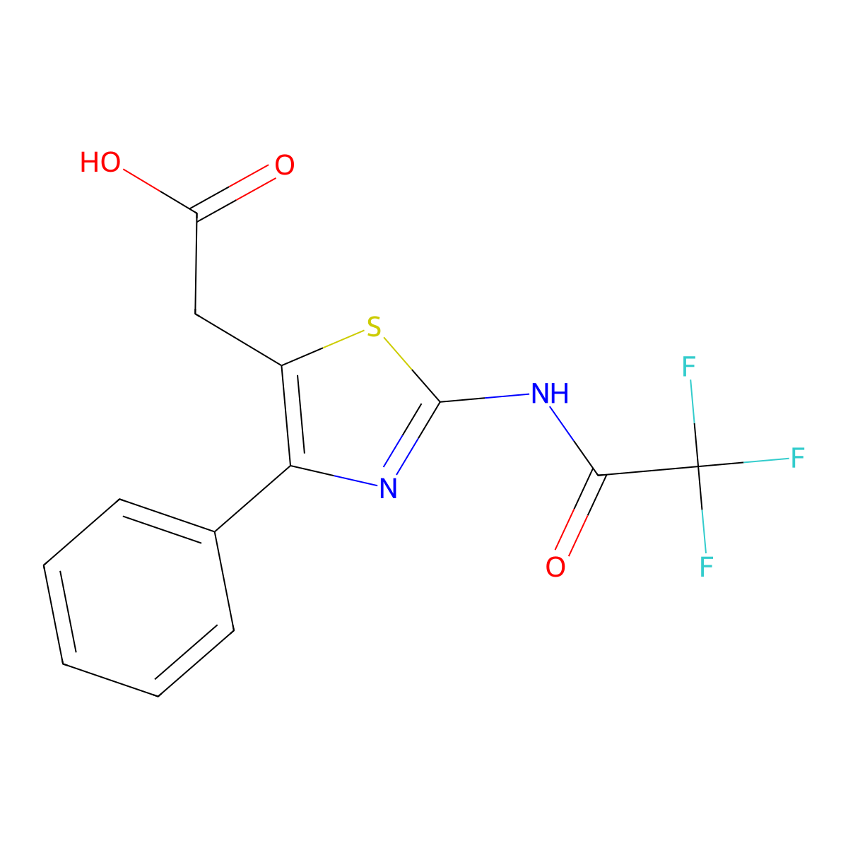 2-[4-Phenyl-2-(trifluoroacetamido)-1,3-thiazol-5-yl]acetic acid molecular structure, CAS 1181261-07-3