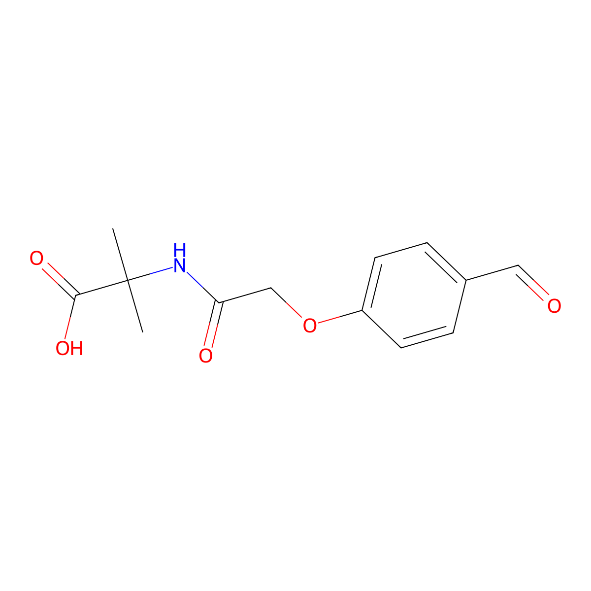 2-(2-(4-Formylphenoxy)acetamido)-2-methylpropanoic acid molecular structure, CAS 1181266-25-0