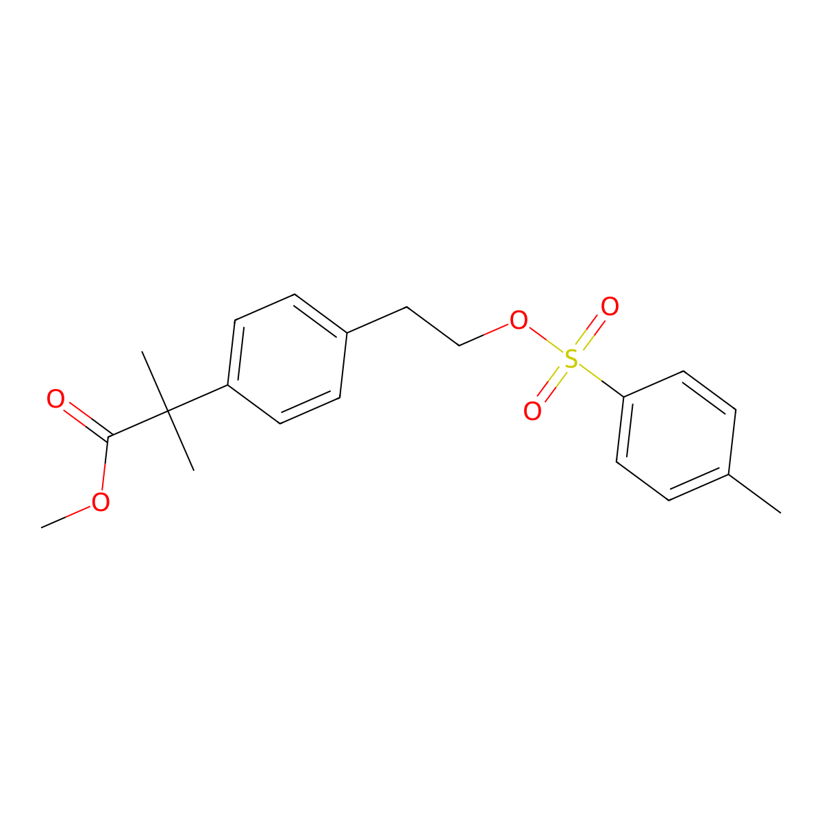 2-Methyl-2-{4-[2-(toluene-4-sulfonyloxy)-ethyl]-phenyl}-propionic acid methylester molecular structure, CAS 1181267-30-0