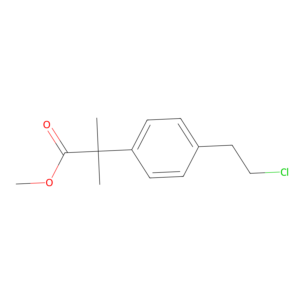 Methyl 2-(4-(2-chloroethyl)phenyl)-2-methylpropanoate molecular structure, CAS 1181267-33-3