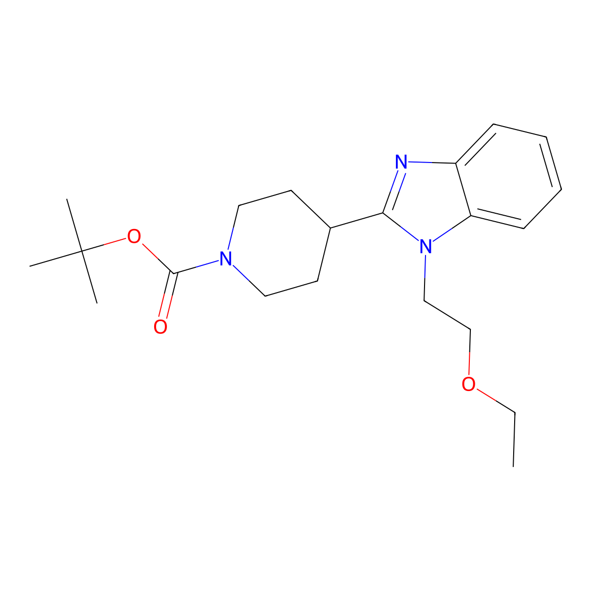 tert-Butyl 4-(1-(2-ethoxyethyl)-1H-benzo[d]imidazol-2-yl)piperidine-1-carboxylate molecular structure, CAS 1181267-36-6