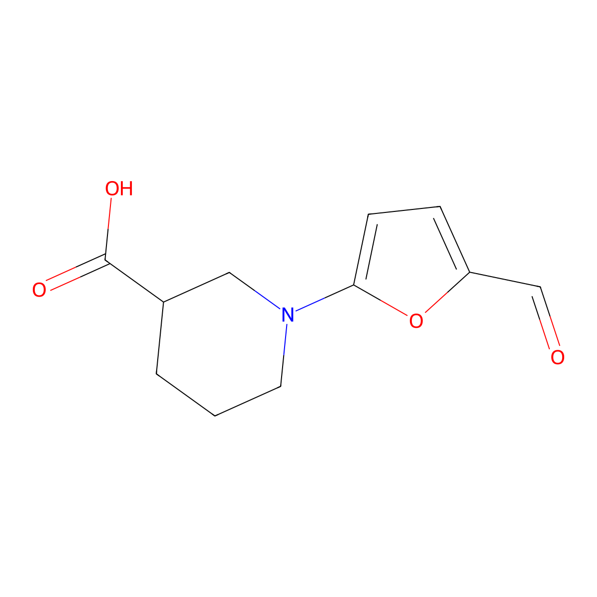 1-(5-Formylfuran-2-yl)piperidine-3-carboxylic acid molecular structure, CAS 1181282-17-6