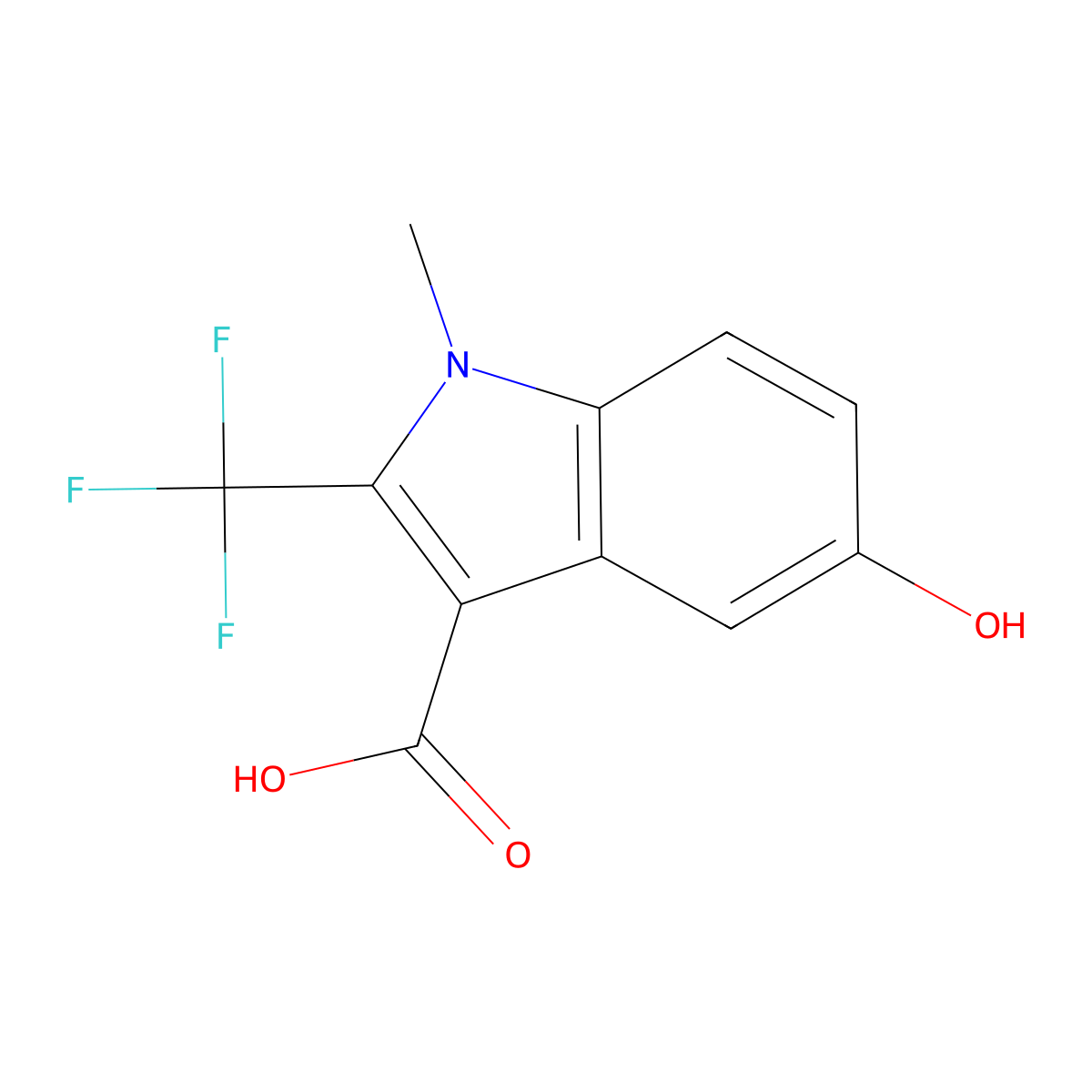 5-Hydroxy-1-methyl-2-(trifluoromethyl)-1h-indole-3-carboxylic acid molecular structure, CAS 1181287-69-3