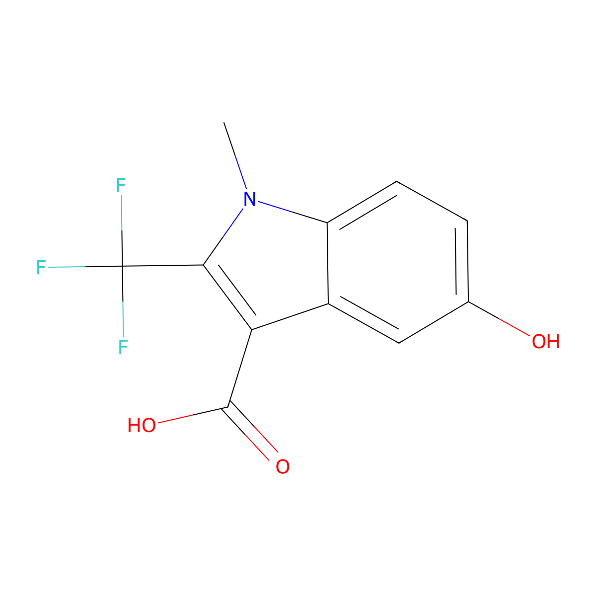 5-Hydroxy-1-methyl-2-(trifluoromethyl)-1h-indole-3-carboxylic acid molecular structure, CAS 1181287-69-3
