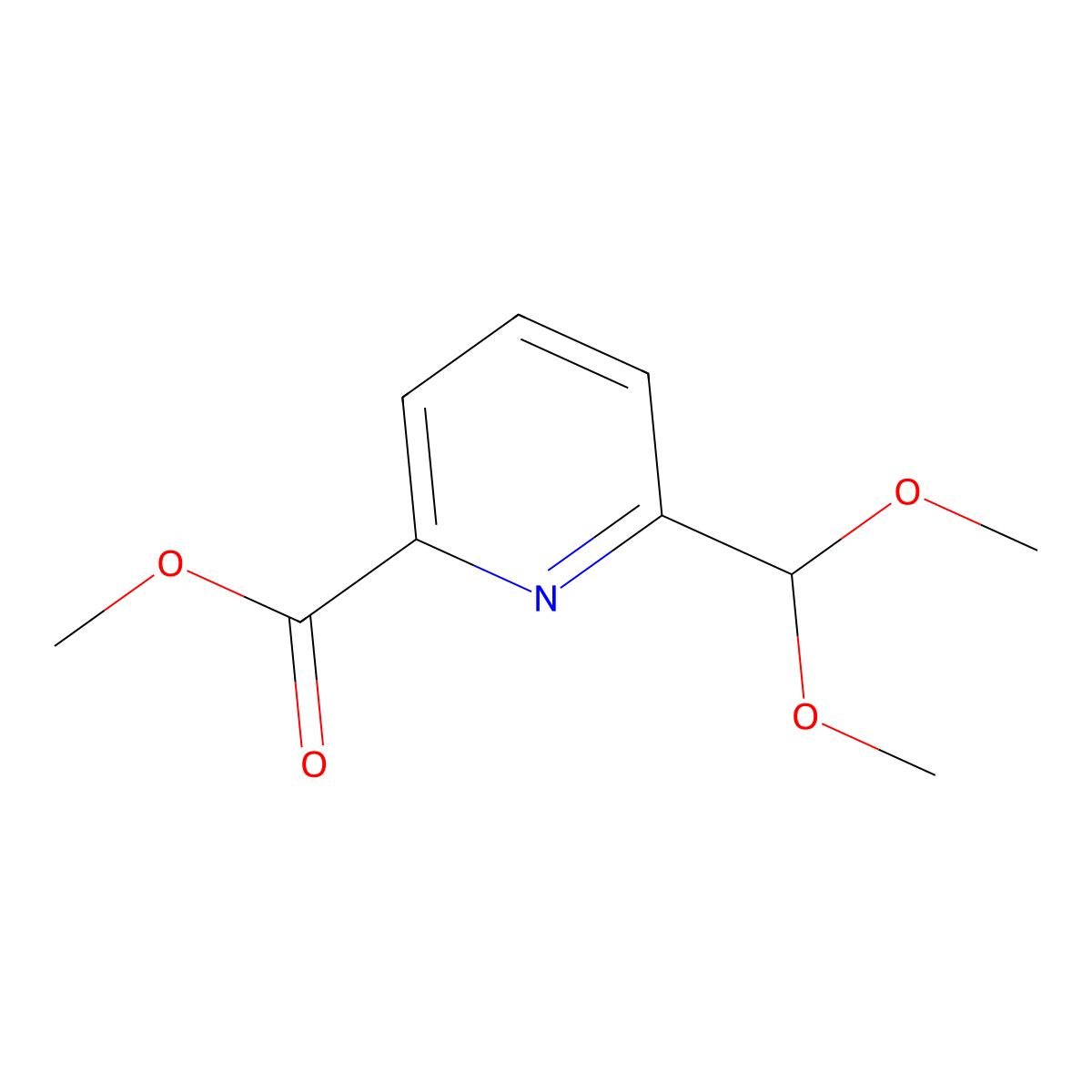 2-Pyridinecarboxylic acid, 6-(dimethoxymethyl)-, methyl ester molecular structure, CAS 118130-85-1