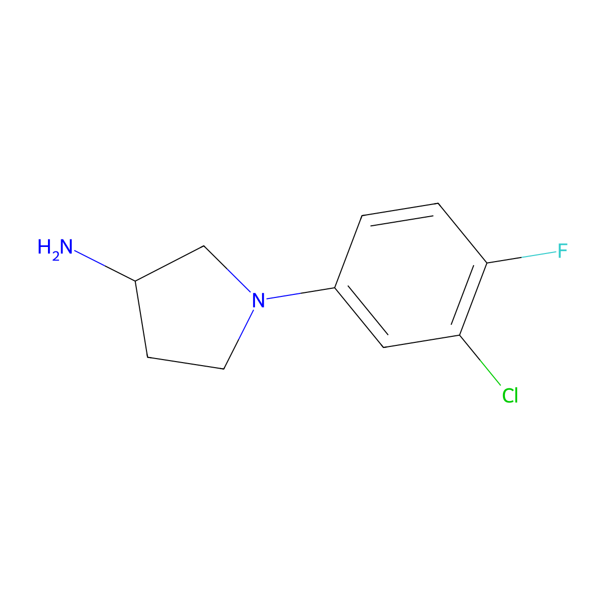 1-(3-Chloro-4-fluorophenyl)pyrrolidin-3-amine molecular structure, CAS 1181309-35-2