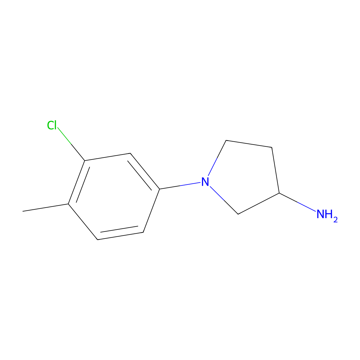 1-(3-Chloro-4-methylphenyl)pyrrolidin-3-amine molecular structure, CAS 1181309-51-2