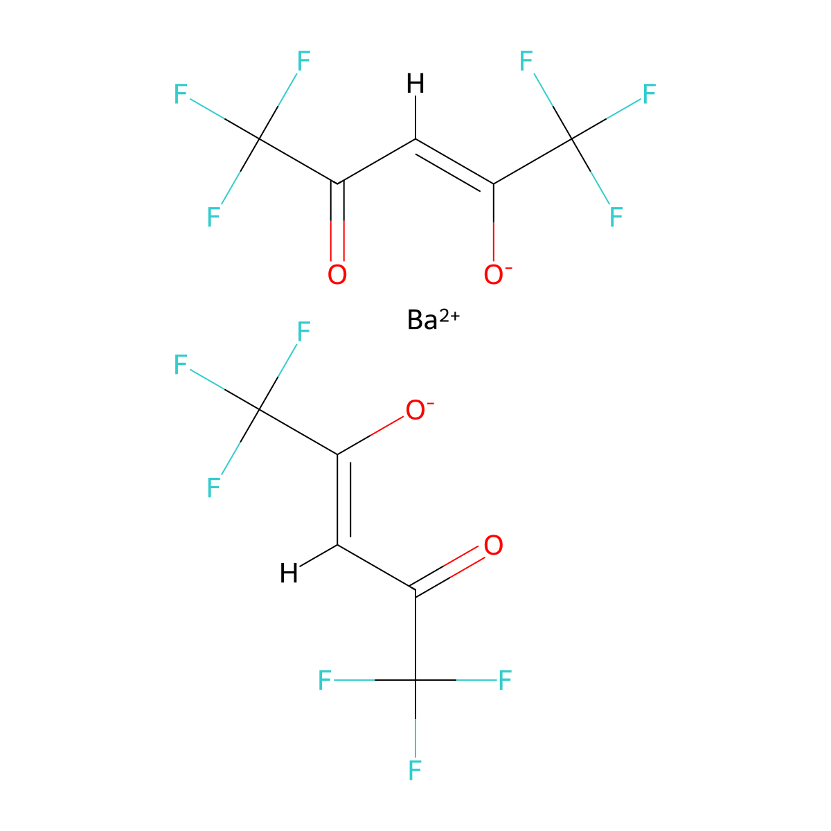barium(2+);bis((Z)-1,1,1,5,5,5-hexafluoro-4-oxopent-2-en-2-olate) molecular structure, CAS 118131-57-0