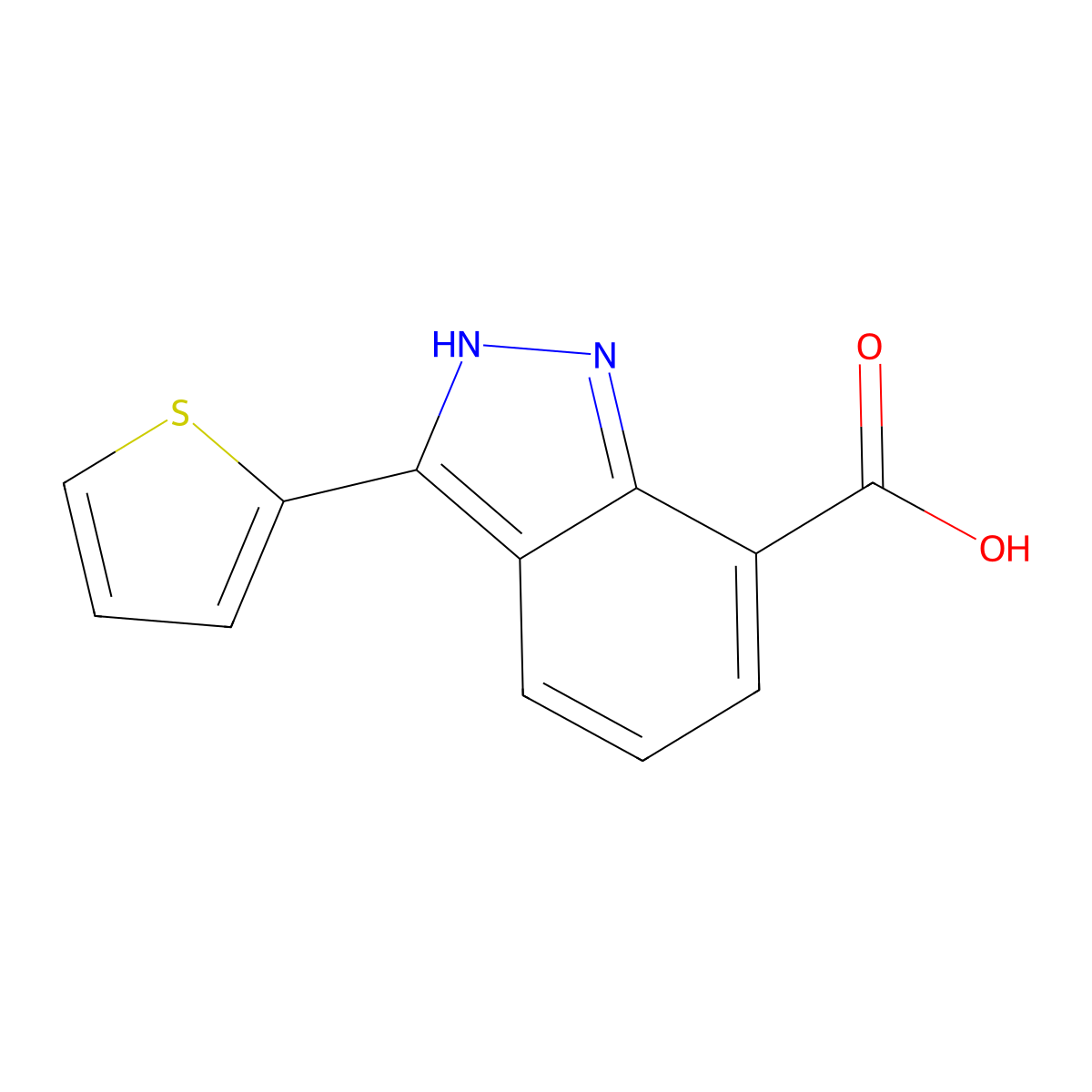 3-(2-Thienyl)-1H-indazole-7-carboxylic acid molecular structure, CAS 1181314-09-9