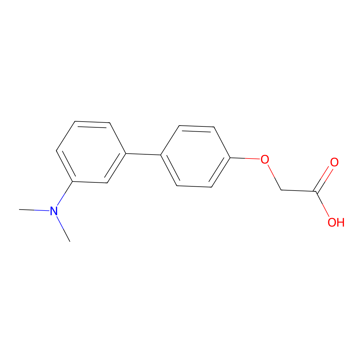 {[3'-(Dimethylamino)[1,1'-biphenyl]-4-yl]oxy}acetic acid molecular structure, CAS 1181320-56-8