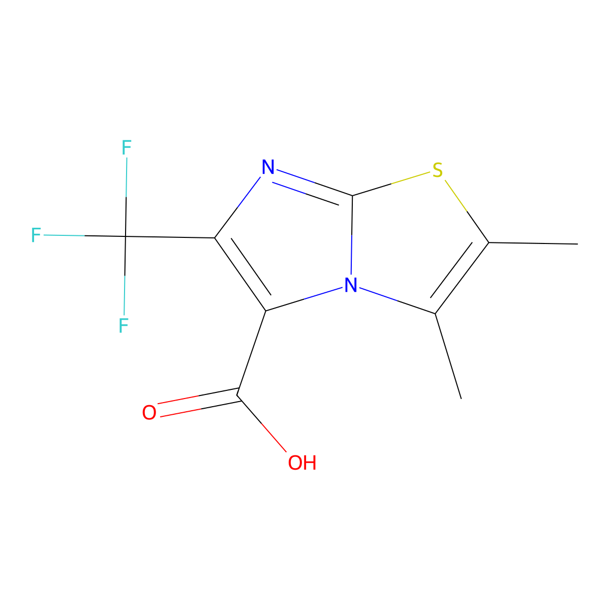 2,3-Dimethyl-6-(trifluoromethyl)imidazo[2,1-b]thiazole-5-carboxylic acid molecular structure, CAS 1181329-20-3