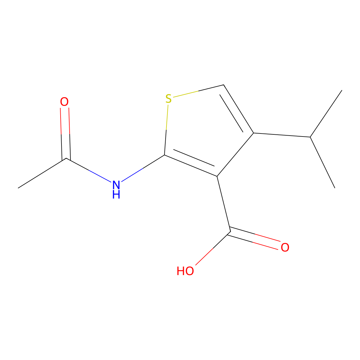 2-Acetamido-4-(propan-2-yl)thiophene-3-carboxylic acid molecular structure, CAS 1181331-31-6
