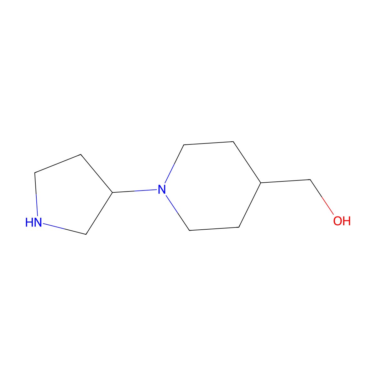 (1-(Pyrrolidin-3-yl)piperidin-4-yl)methanol molecular structure, CAS 1181333-01-6