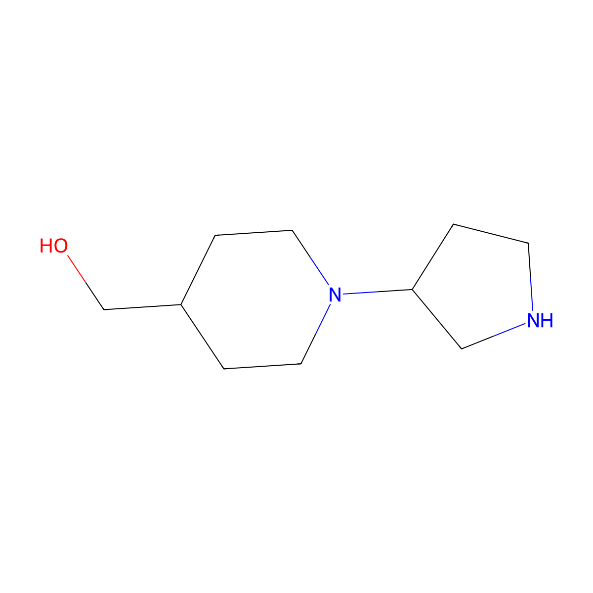 (1-(Pyrrolidin-3-yl)piperidin-4-yl)methanol molecular structure, CAS 1181333-01-6