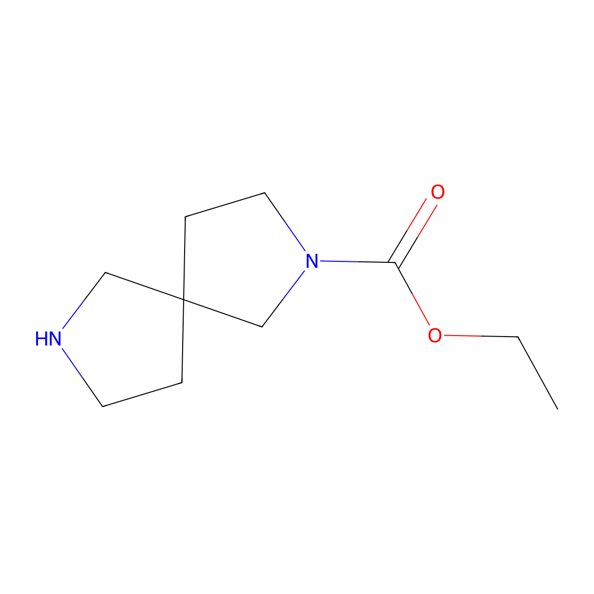 Ethyl 2,7-diazaspiro[4.4]nonane-2-carboxylate molecular structure, CAS 1181335-23-8