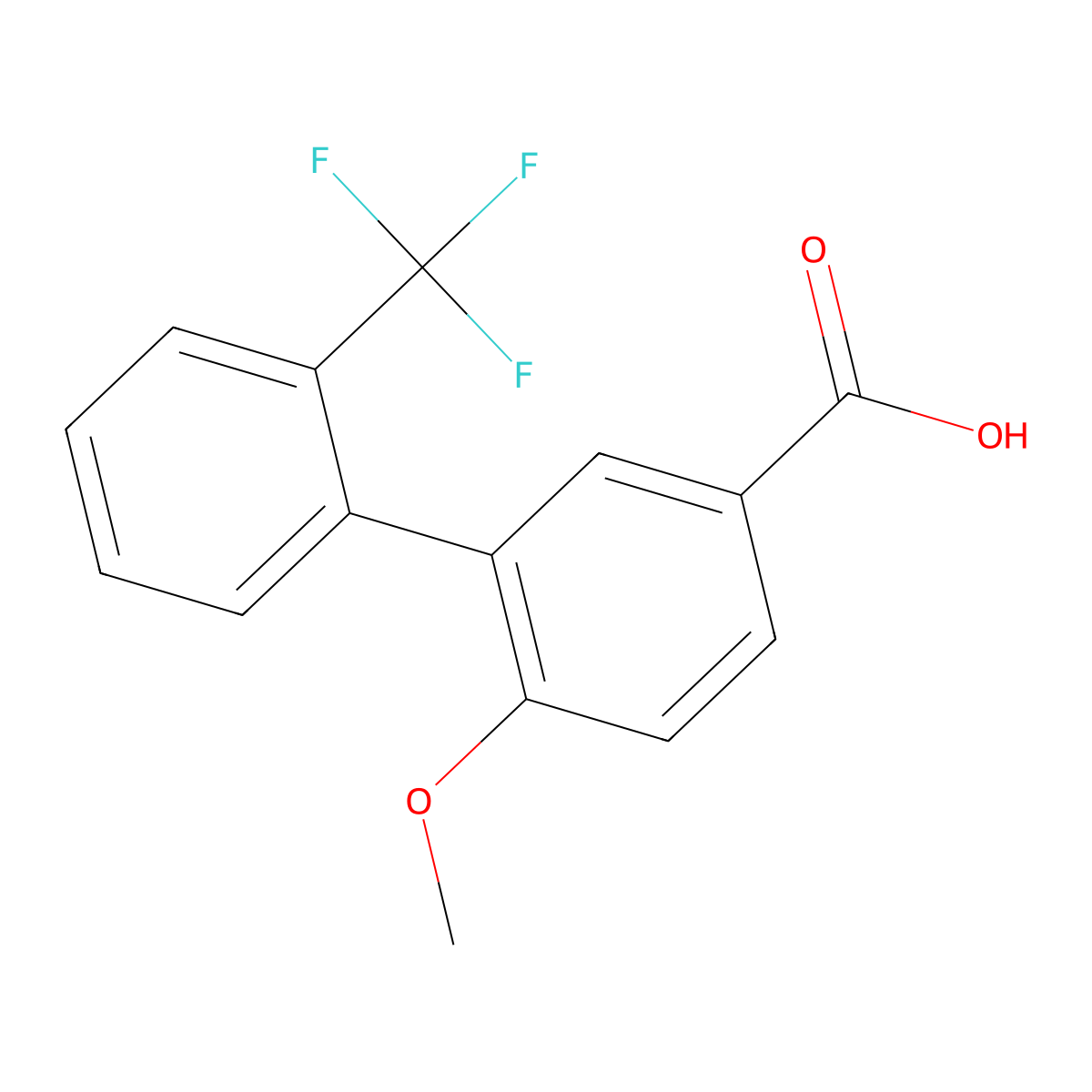 6-Methoxy-2'-(trifluoromethyl)biphenyl-3-carboxylic acid molecular structure, CAS 1181344-96-6