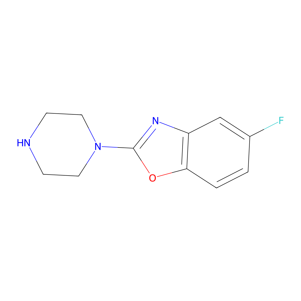 5-Fluoro-2-(piperazin-1-yl)-1,3-benzoxazole molecular structure, CAS 1181353-28-5