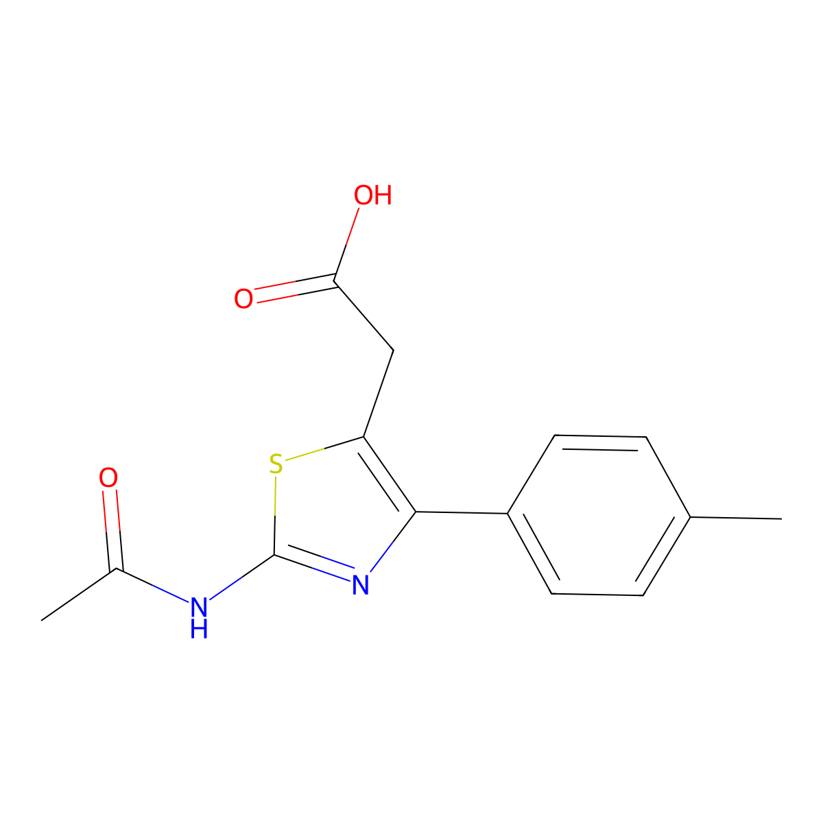2-(2-Acetamido-4-(p-tolyl)thiazol-5-yl)acetic acid molecular structure, CAS 1181367-03-2