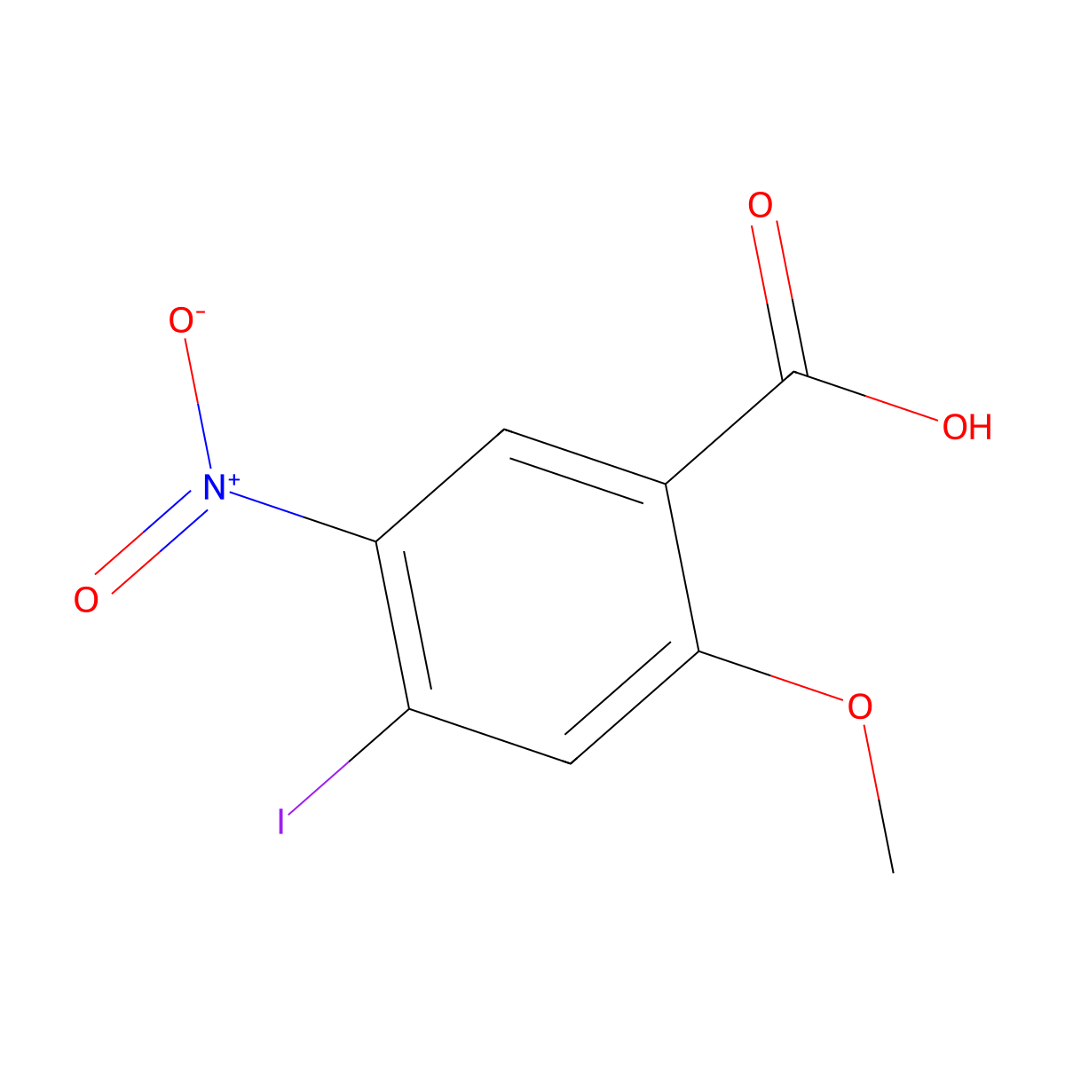 4-Iodo-2-methoxy-5-nitrobenzoic acid molecular structure, CAS 118137-59-0