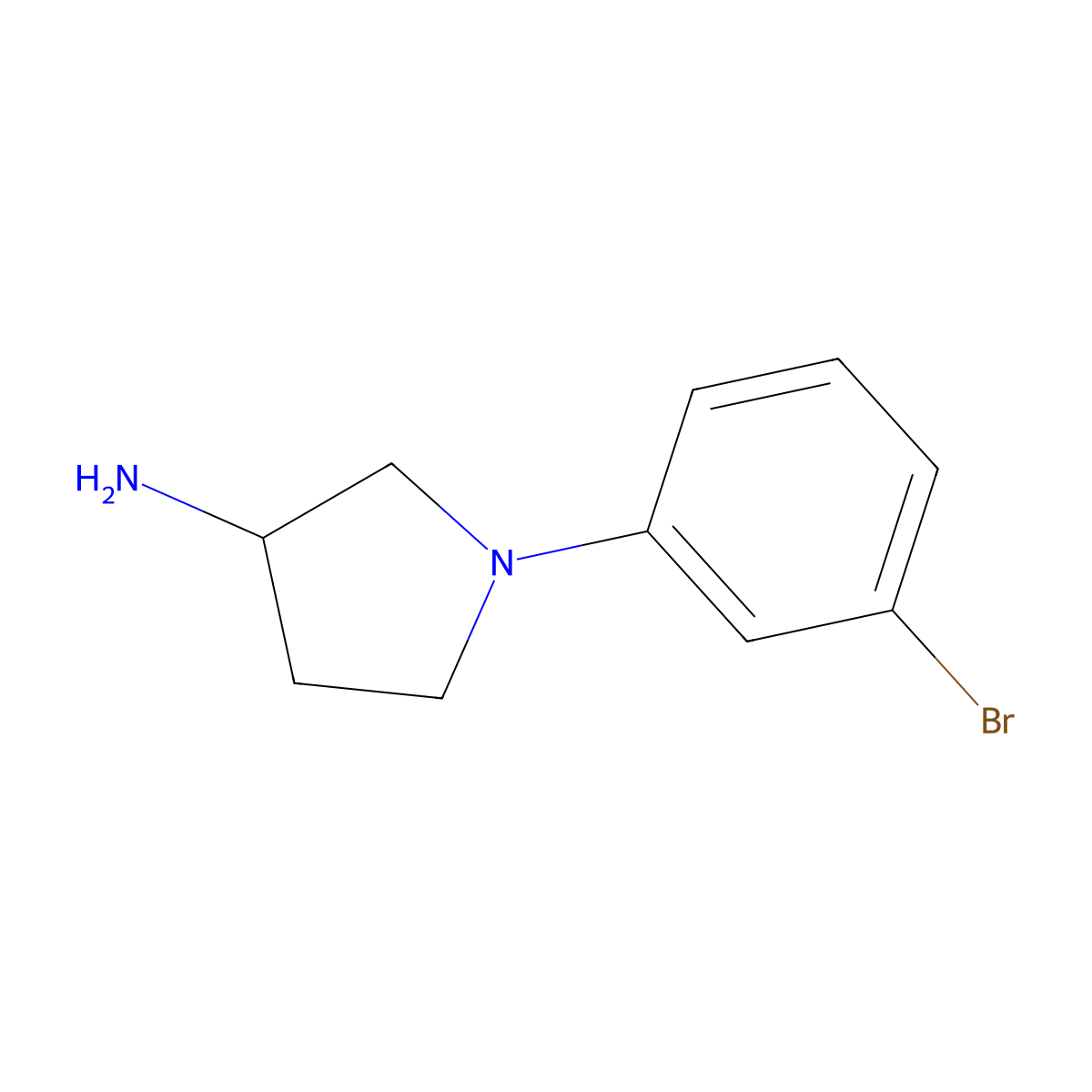 1-(3-Bromophenyl)pyrrolidin-3-amine molecular structure, CAS 1181375-76-7