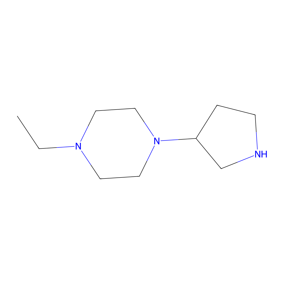 1-Ethyl-4-(pyrrolidin-3-yl)piperazine molecular structure, CAS 1181375-80-3