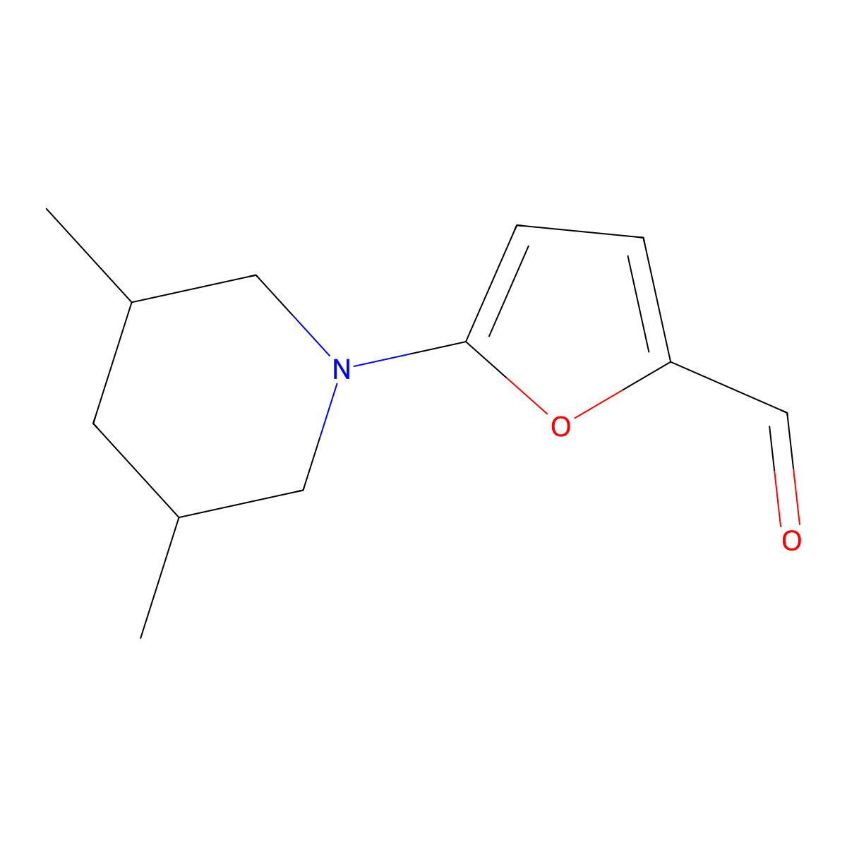 5-(3,5-Dimethylpiperidin-1-yl)furan-2-carbaldehyde molecular structure, CAS 1181388-10-2