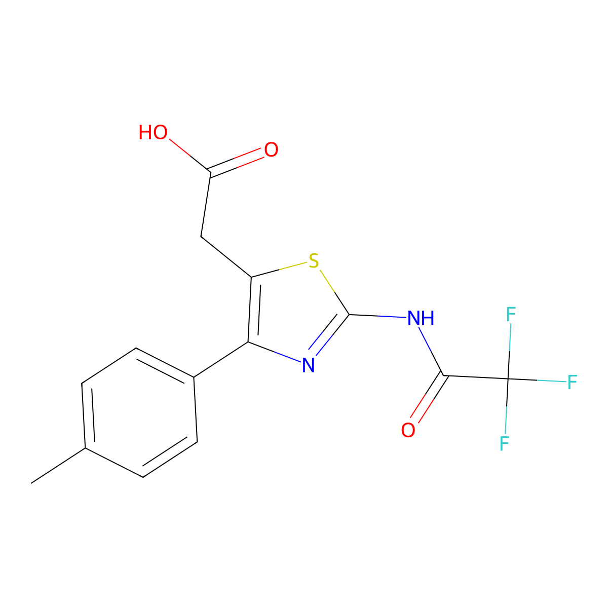 2-[4-(4-Methylphenyl)-2-(trifluoroacetamido)-1,3-thiazol-5-yl]acetic acid molecular structure, CAS 1181388-93-1