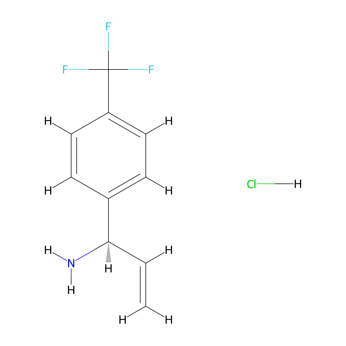 (1R)-1-[4-(trifluoromethyl)phenyl]prop-2-en-1-amine hydrochloride molecular structure, CAS 1181394-23-9