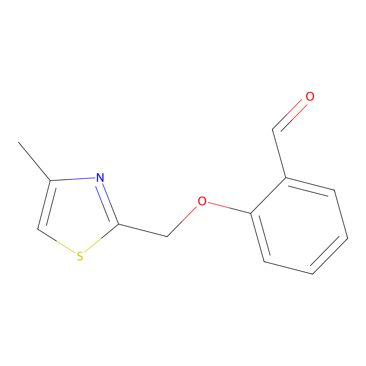 2-((4-Methylthiazol-2-yl)methoxy)benzaldehyde molecular structure, CAS 1181399-60-9
