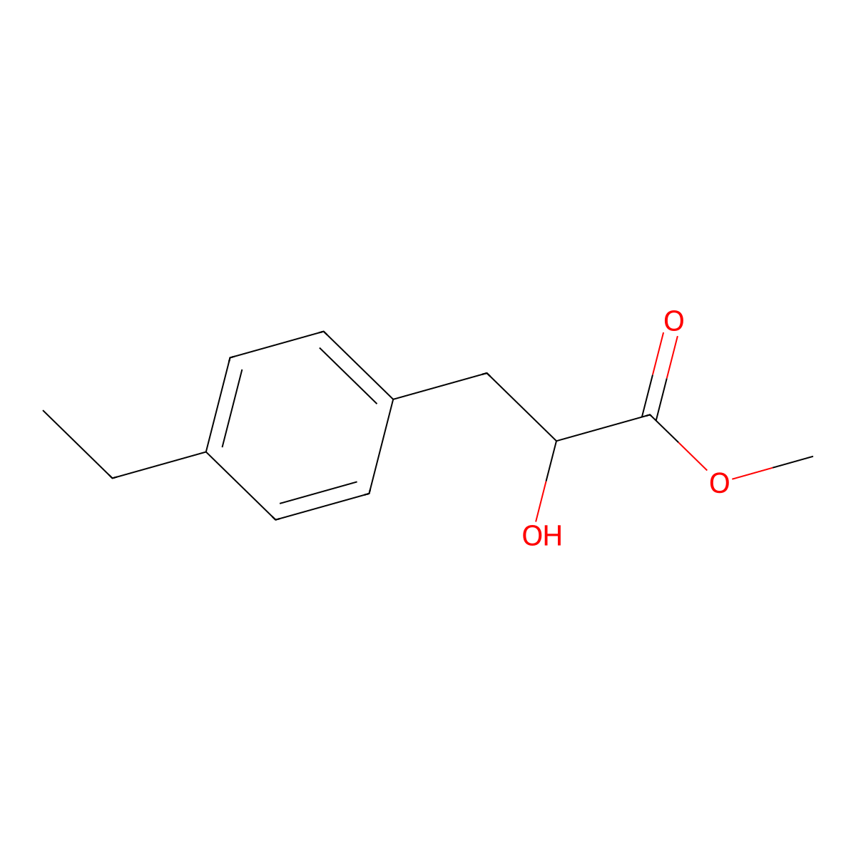 Methyl 3-(4-ethylphenyl)-2-hydroxypropanoate molecular structure, CAS 1181402-50-5