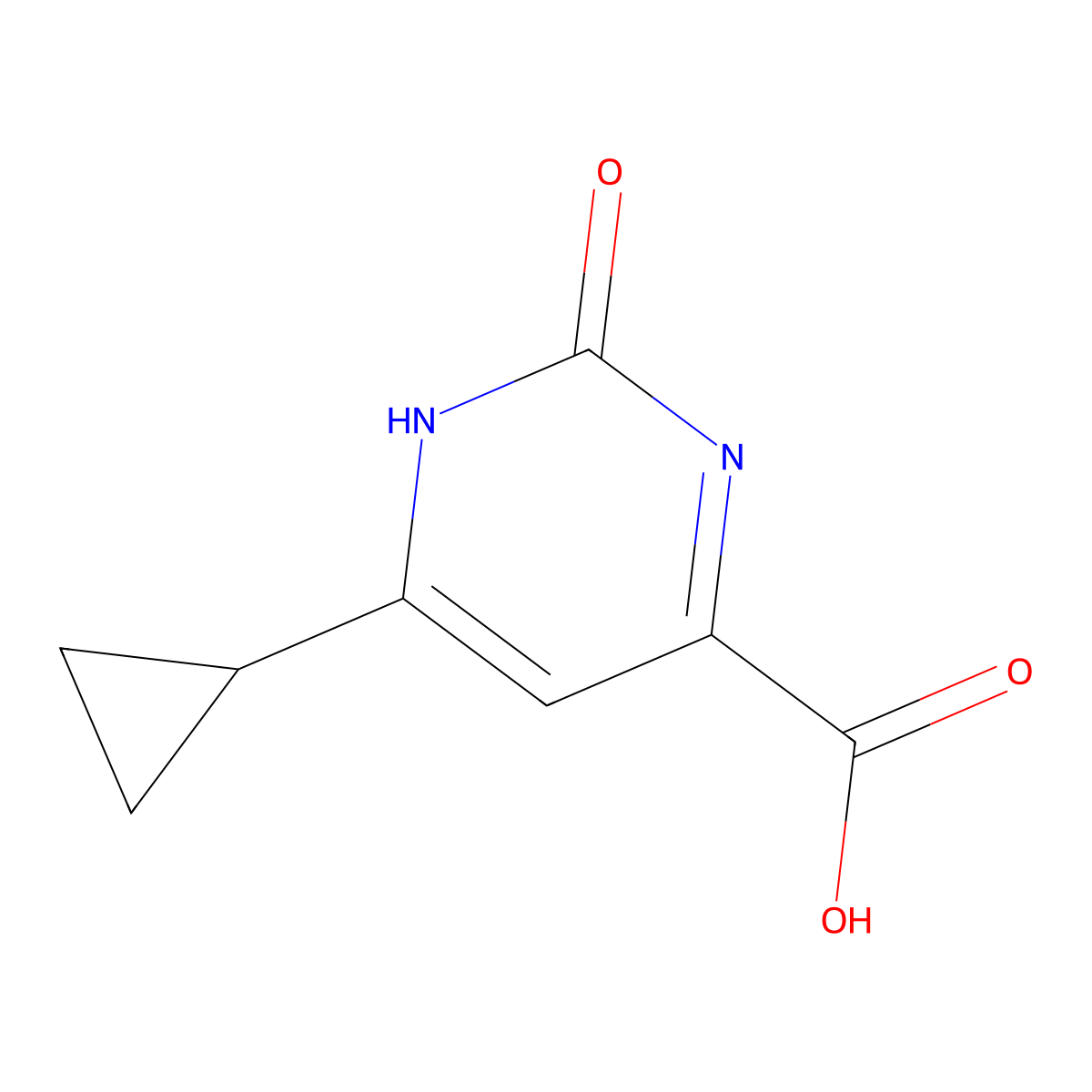 6-Cyclopropyl-2-hydroxypyrimidine-4-carboxylic acid molecular structure, CAS 1181404-70-5