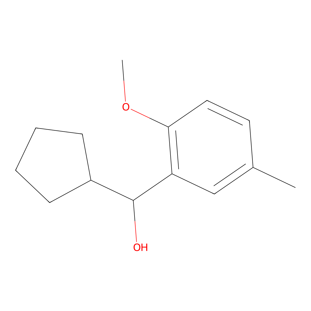 alpha-Cyclopentyl-2-methoxy-5-methylbenzenemethanol molecular structure, CAS 1181408-38-7