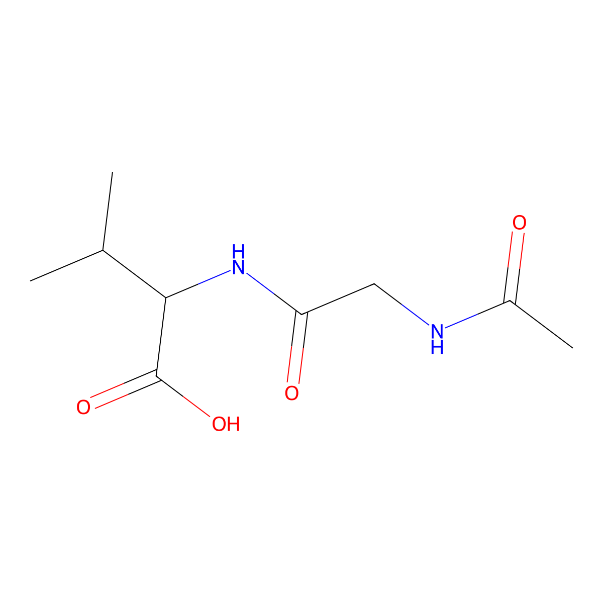 (2R)-2-(2-acetamidoacetamido)-3-methylbutanoic acid molecular structure, CAS 118142-26-0