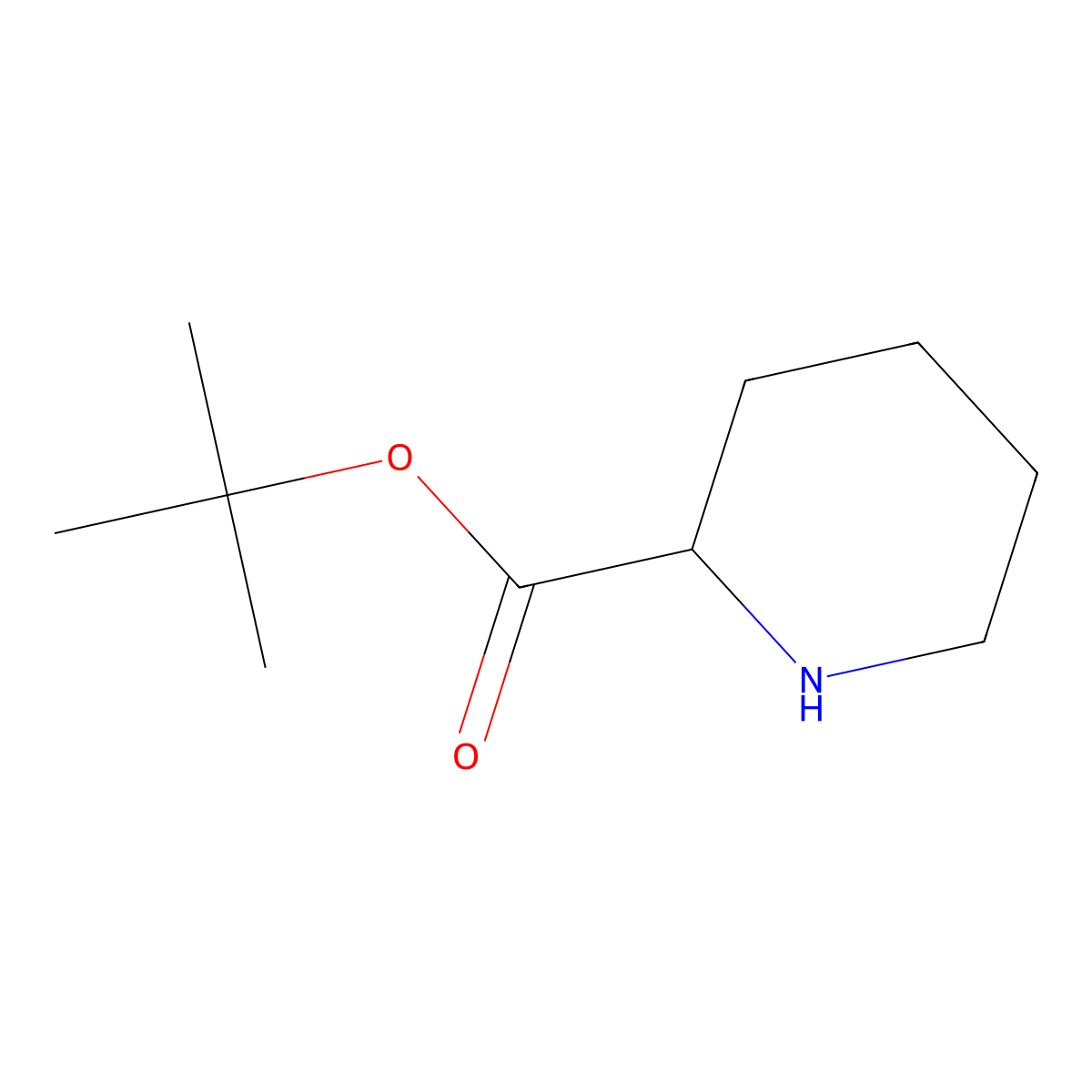 2-Piperidinecarboxylic acid, 1,1-dimethylethyl ester, (2S)- molecular structure, CAS 118143-76-3