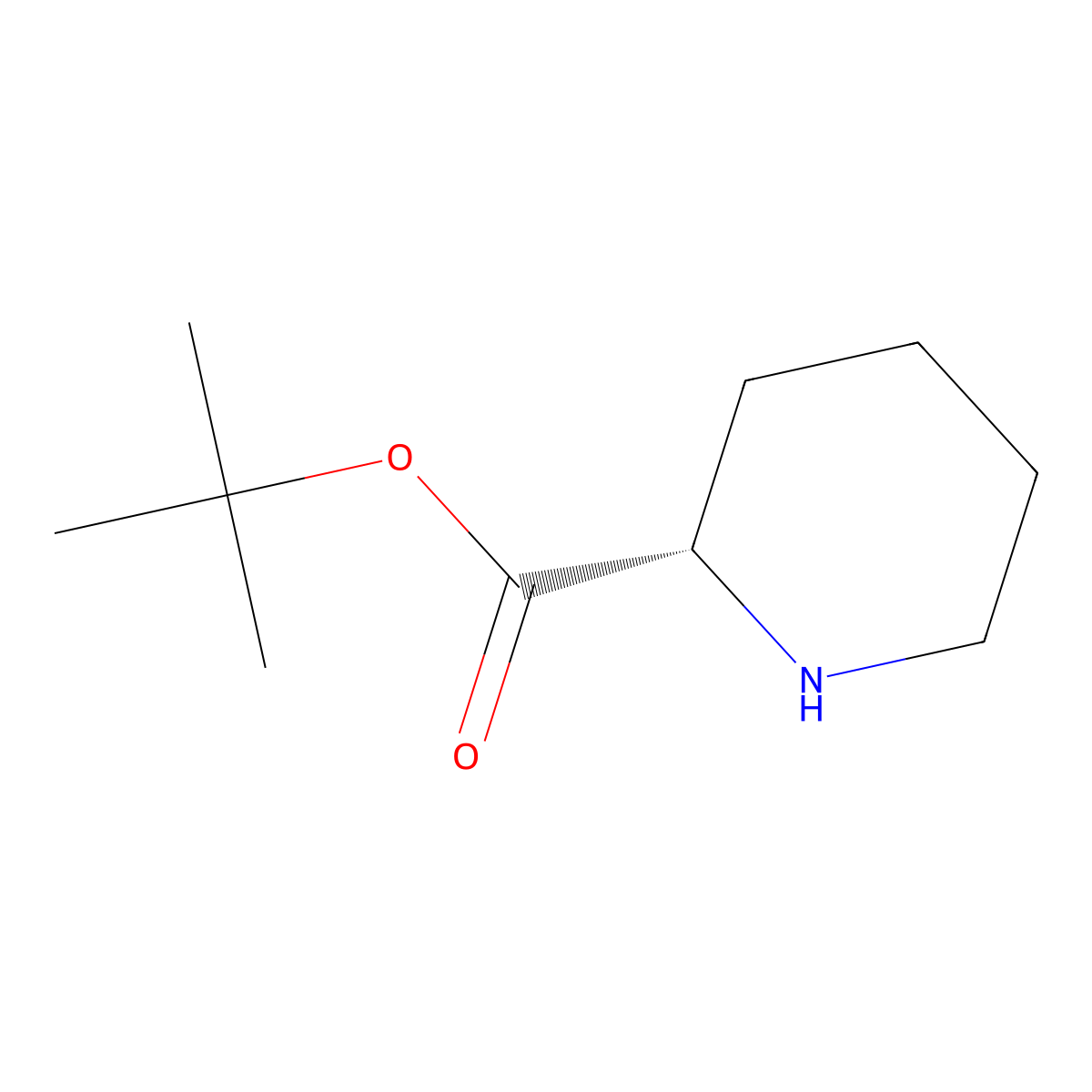 2-Piperidinecarboxylic acid, 1,1-dimethylethyl ester, (2S)- molecular structure, CAS 118143-76-3