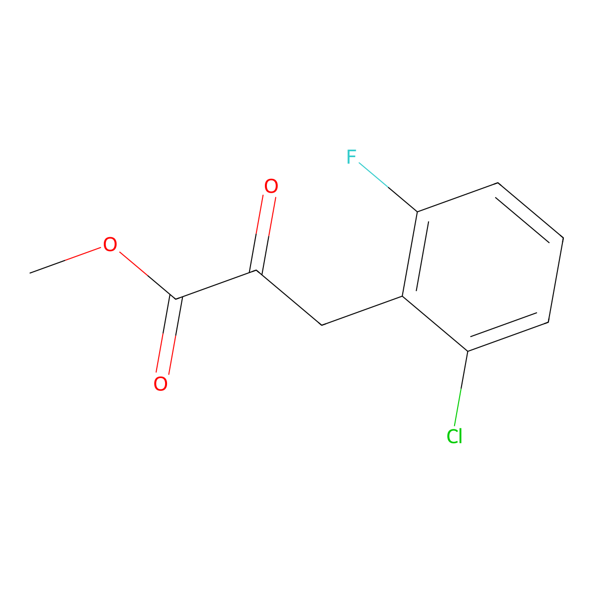 Methyl 3-(2-chloro-6-fluorophenyl)-2-oxopropanoate molecular structure, CAS 1181454-69-2