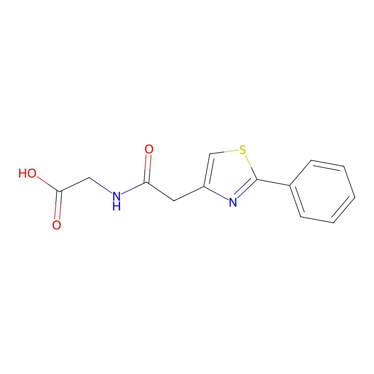 N-[(2-phenyl-1,3-thiazol-4-yl)acetyl]glycine molecular structure, CAS 1181456-90-5