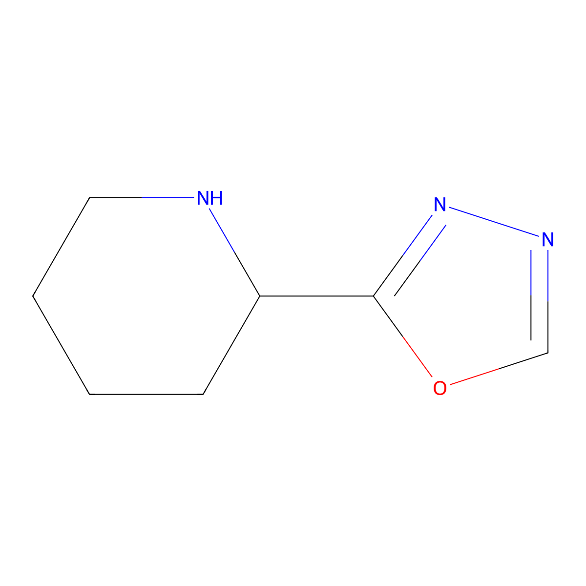 2-(1,3,4-Oxadiazol-2-yl)piperidine molecular structure, CAS 1181457-69-1