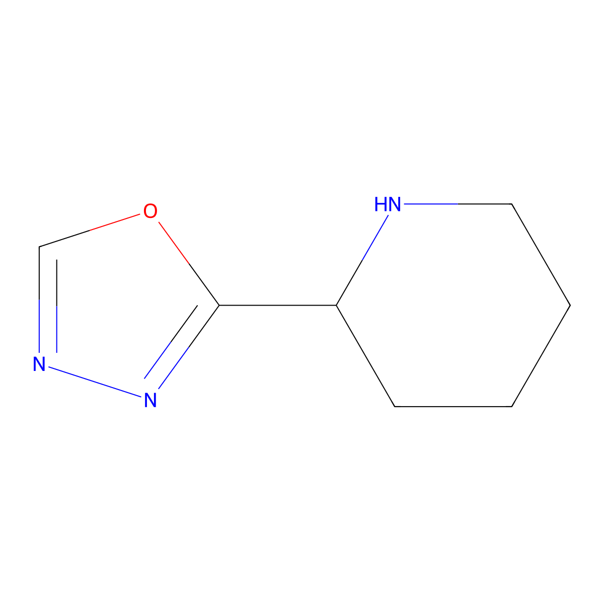 2-(1,3,4-Oxadiazol-2-yl)piperidine molecular structure, CAS 1181457-69-1