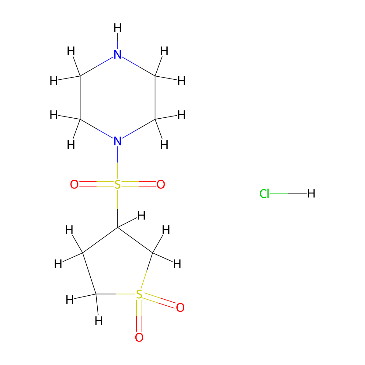 3-(Piperazine-1-sulfonyl)-1lambda6-thiolane-1,1-dione hydrochloride molecular structure, CAS 1181457-74-8