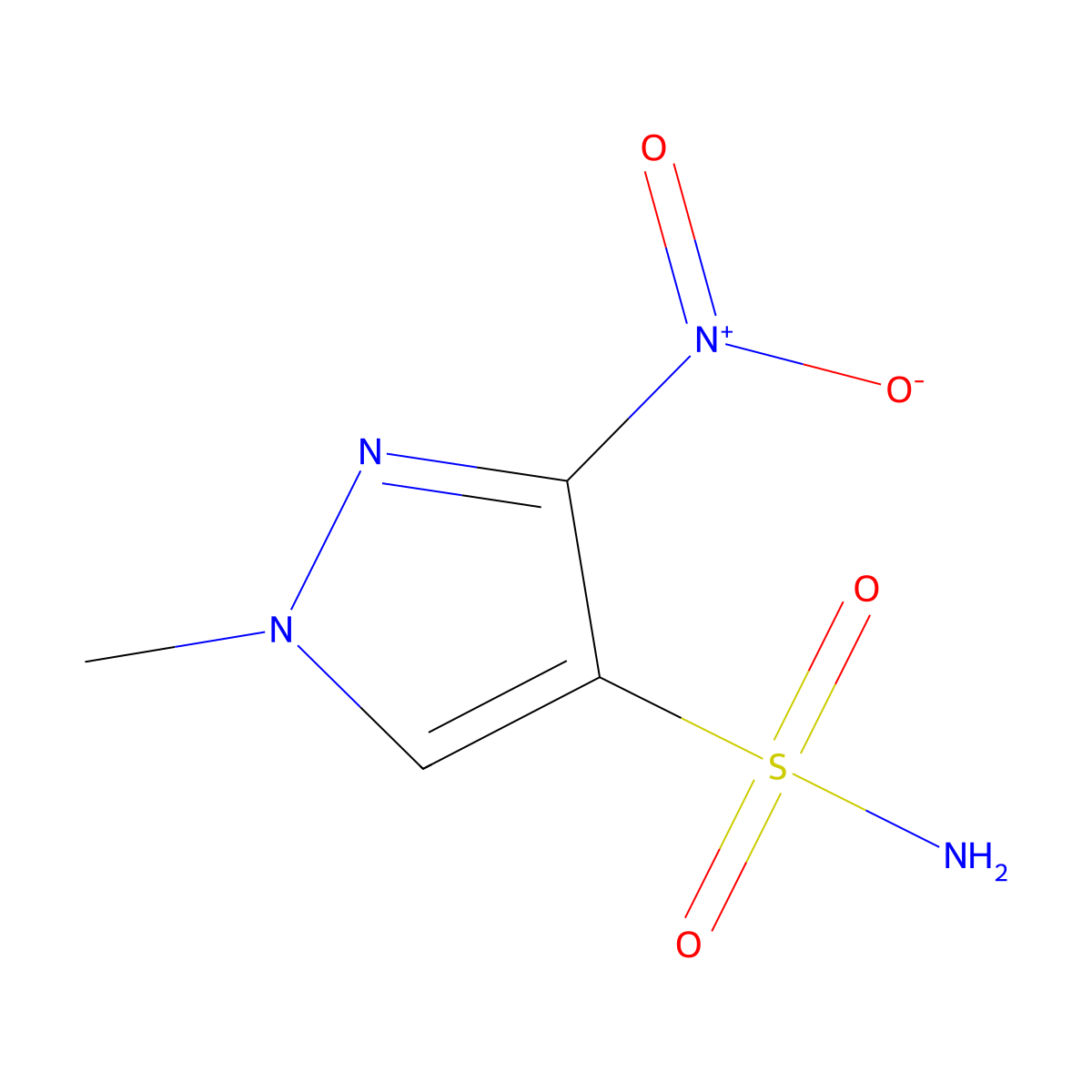 1-methyl-3-nitro-1H-pyrazole-4-sulfonamide molecular structure, CAS 1181457-77-1