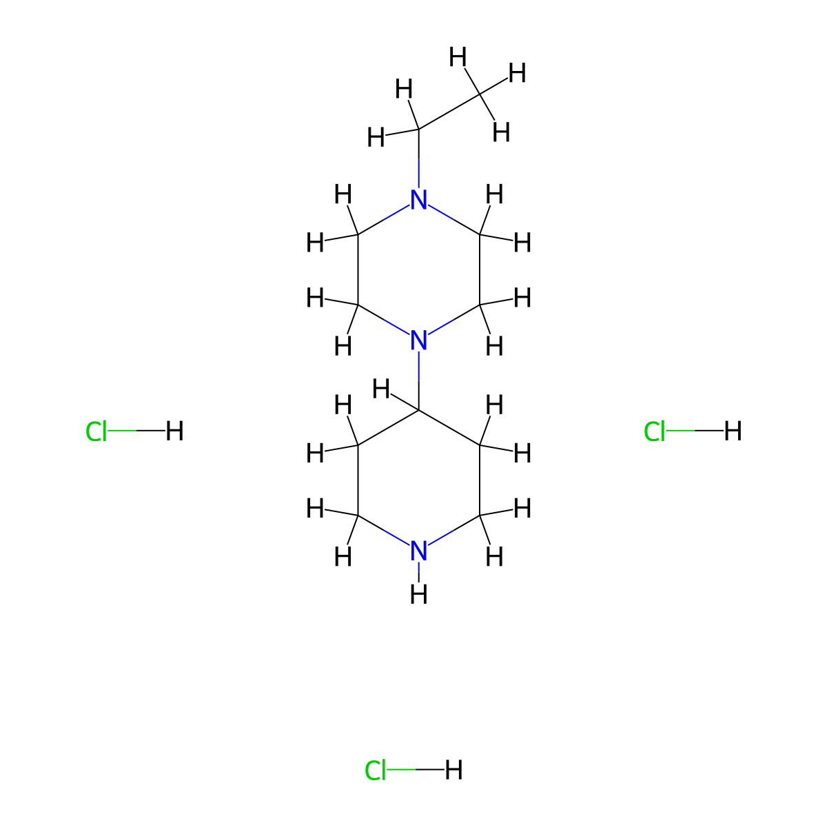 1-Ethyl-4-(piperidin-4-yl)piperazine trihydrochloride molecular structure, CAS 1181457-79-3