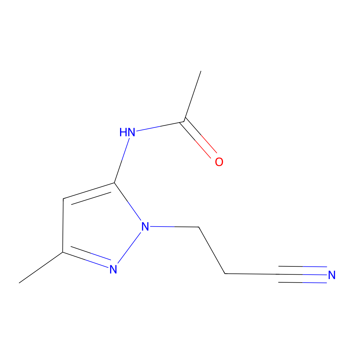 N-[1-(2-cyanoethyl)-3-methyl-1H-pyrazol-5-yl]acetamide molecular structure, CAS 1181457-80-6
