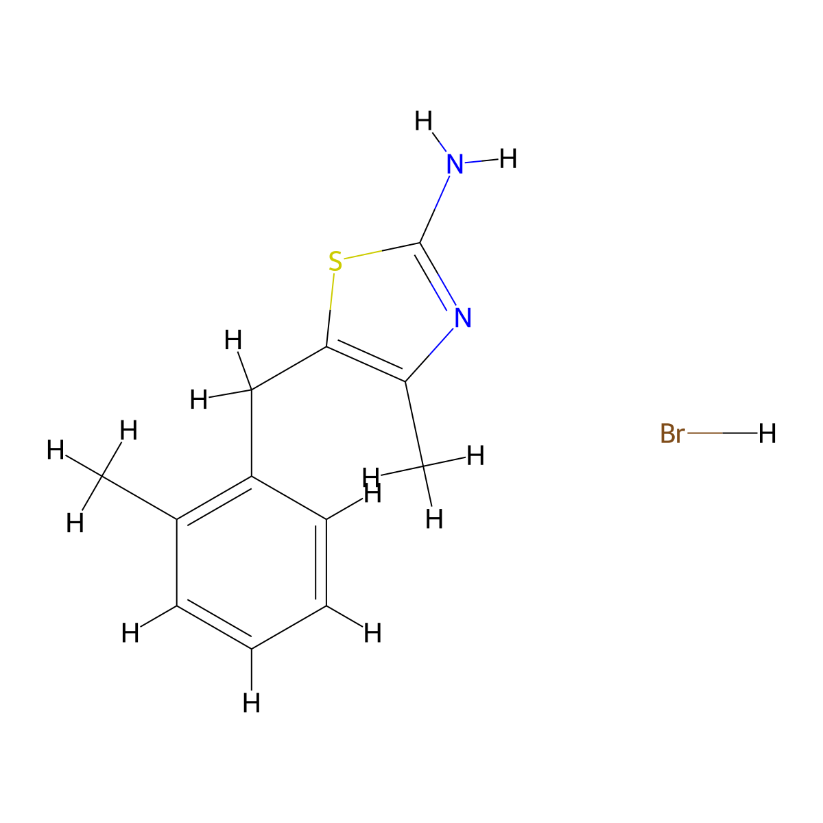 4-Methyl-5-((2-methylphenyl)methyl)-1,3-thiazol-2-amine hydrobromide molecular structure, CAS 1181457-99-7