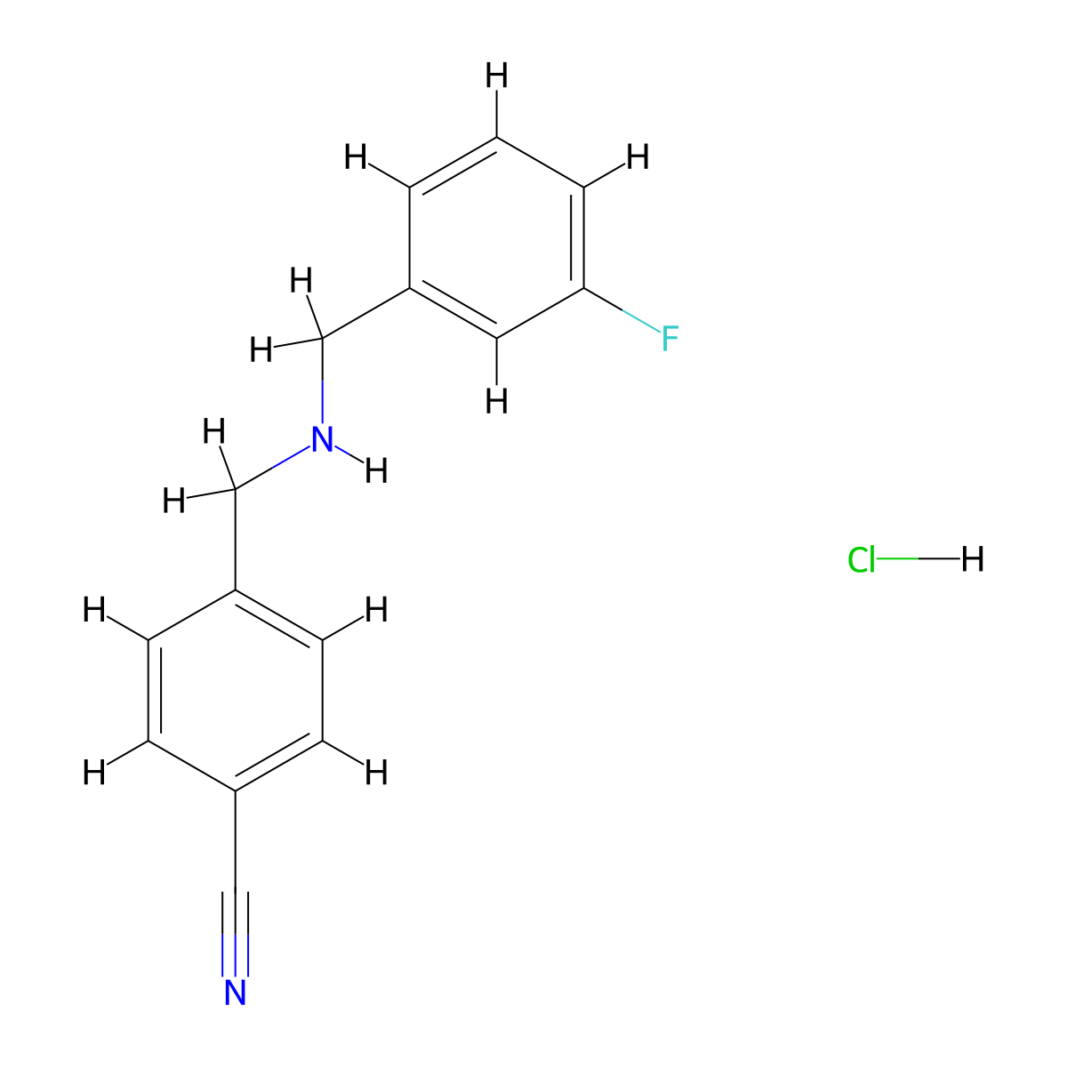 4-({[(3-Fluorophenyl)methyl]amino}methyl)benzonitrile hydrochloride molecular structure, CAS 1181458-00-3