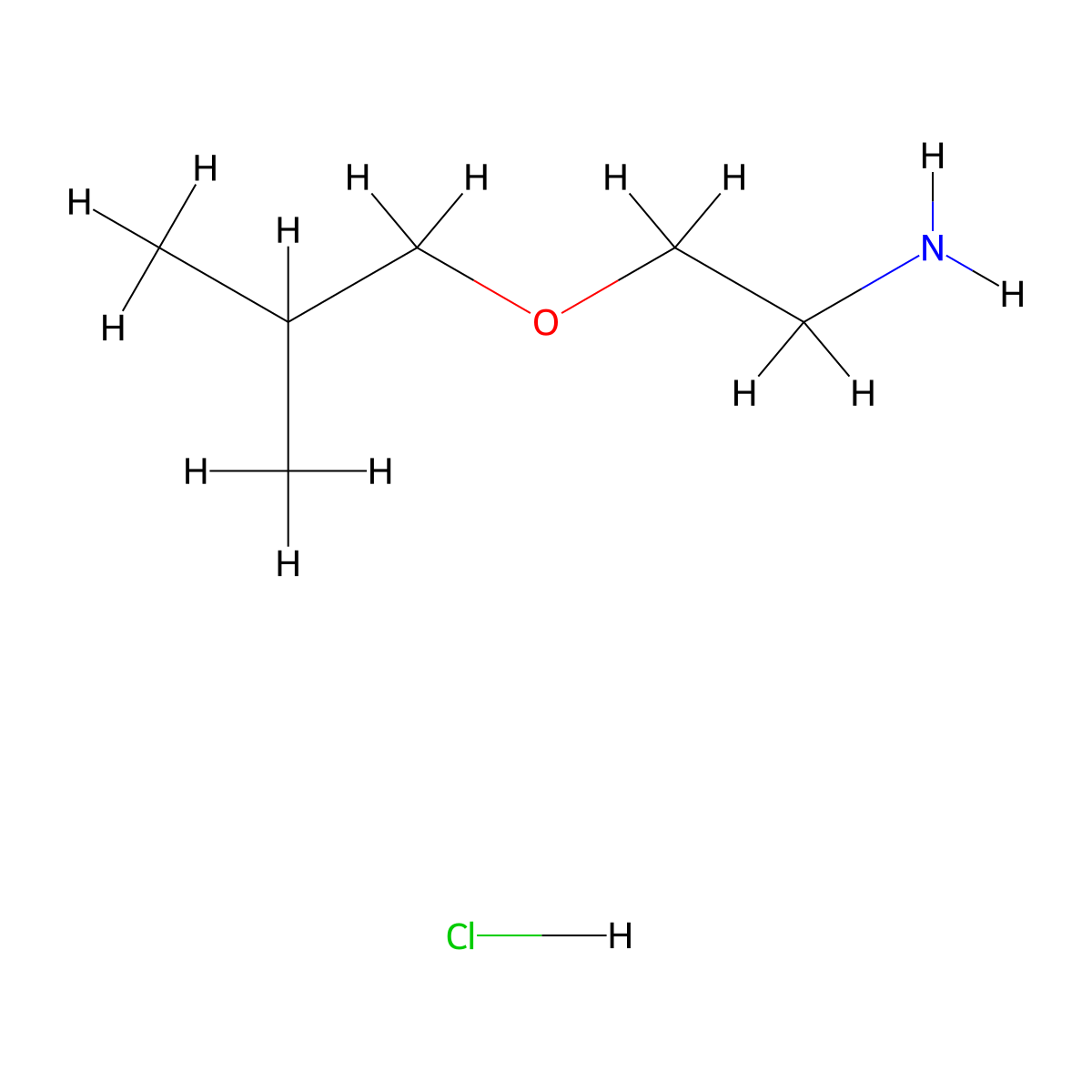 2-Isobutoxy-1-ethanamine hydrochloride molecular structure, CAS 1181458-02-5