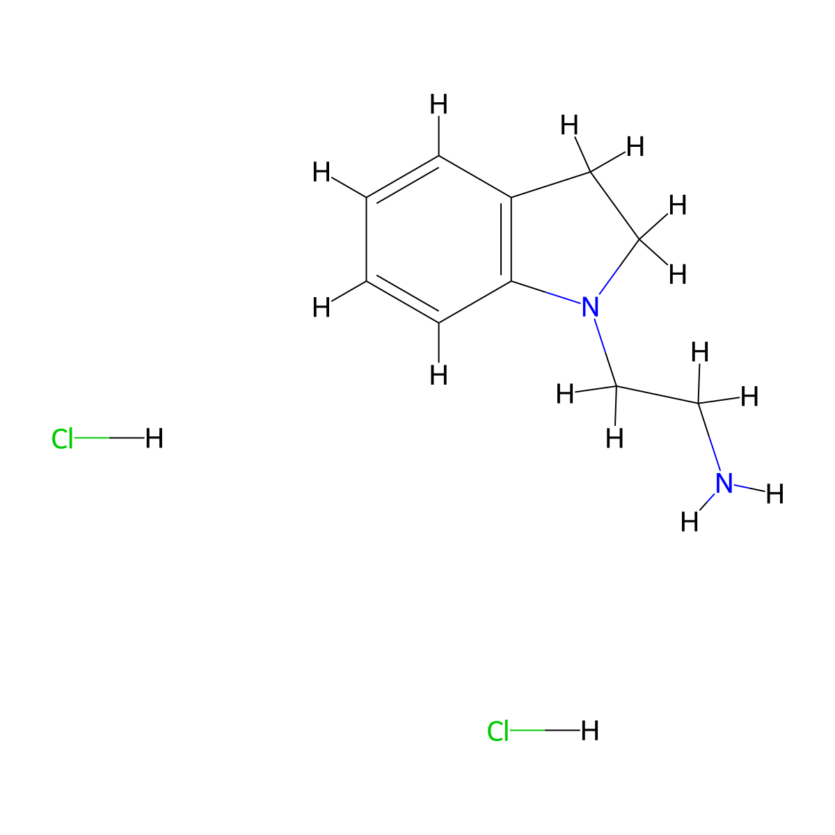 2-(2,3-dihydro-1H-indol-1-yl)ethan-1-amine dihydrochloride molecular structure, CAS 1181458-04-7