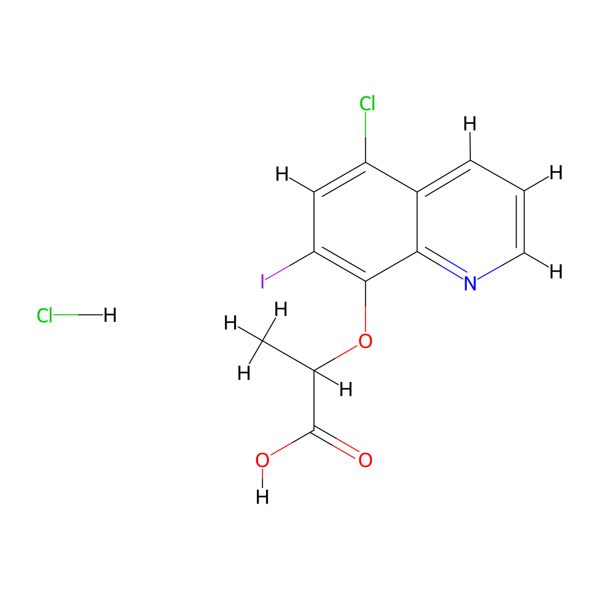 2-[(5-Chloro-7-iodoquinolin-8-yl)oxy]propanoic acid hydrochloride molecular structure, CAS 1181458-09-2