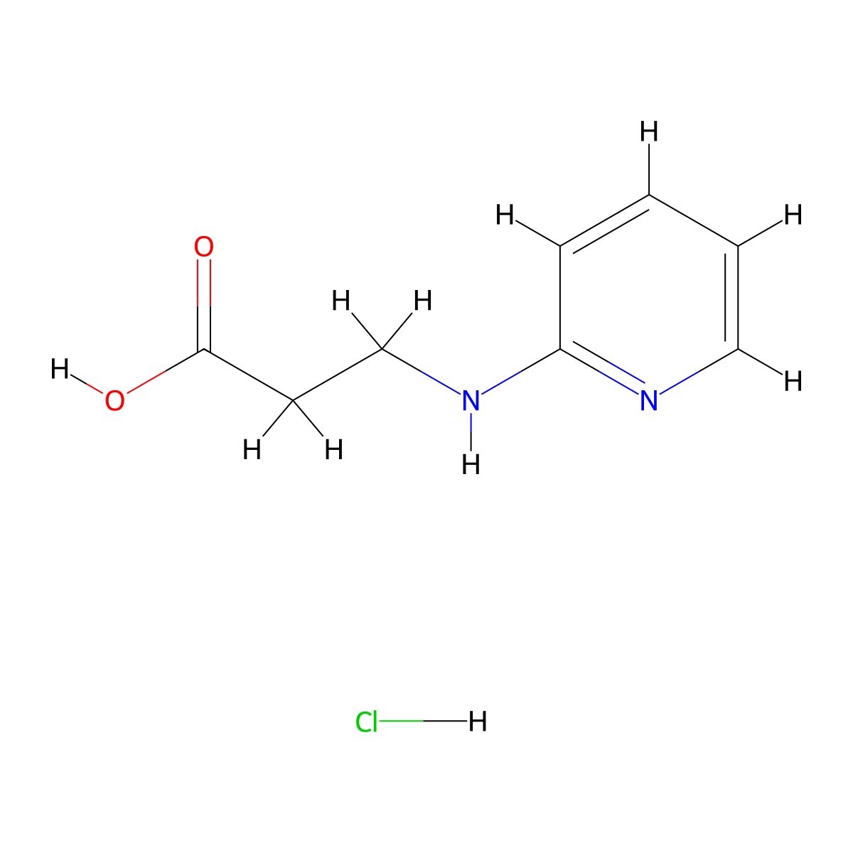 3-((Pyridin-2-yl)amino)propanoic acid hydrochloride molecular structure, CAS 1181458-18-3