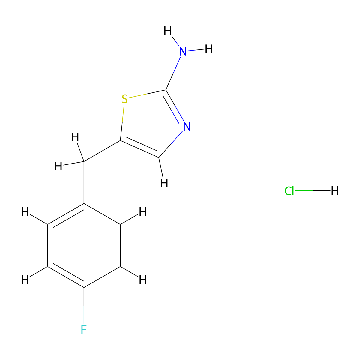 5-((4-Fluorophenyl)methyl)-1,3-thiazol-2-amine hydrochloride molecular structure, CAS 1181458-45-6
